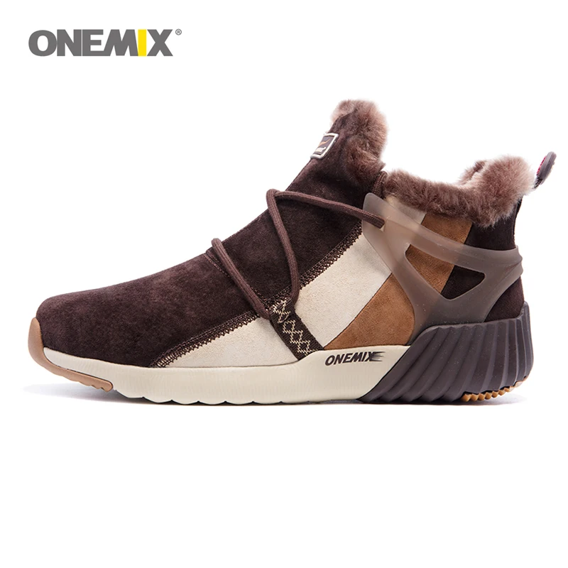 ONEMIX, зимние теплые ботинки для мужчин и женщин, высокие пушистые беговые кроссовки, черные спортивные уличные тренды, спортивные кроссовки для тренировок, прогулок