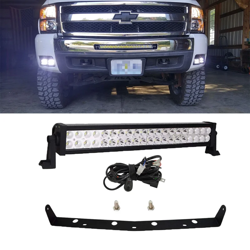 Hidden Bumper 120W 22'' LED Light Bar Mount Kit Steel For Chevrolet