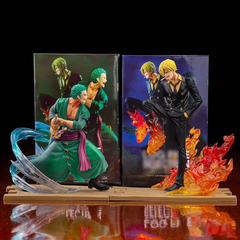 18CM Japanese Cartoons Anime Action Figures One Piece 18Cm Roronoa Zoro Vinsmoke Sanji Collection Model Toys Child Birthday Gift