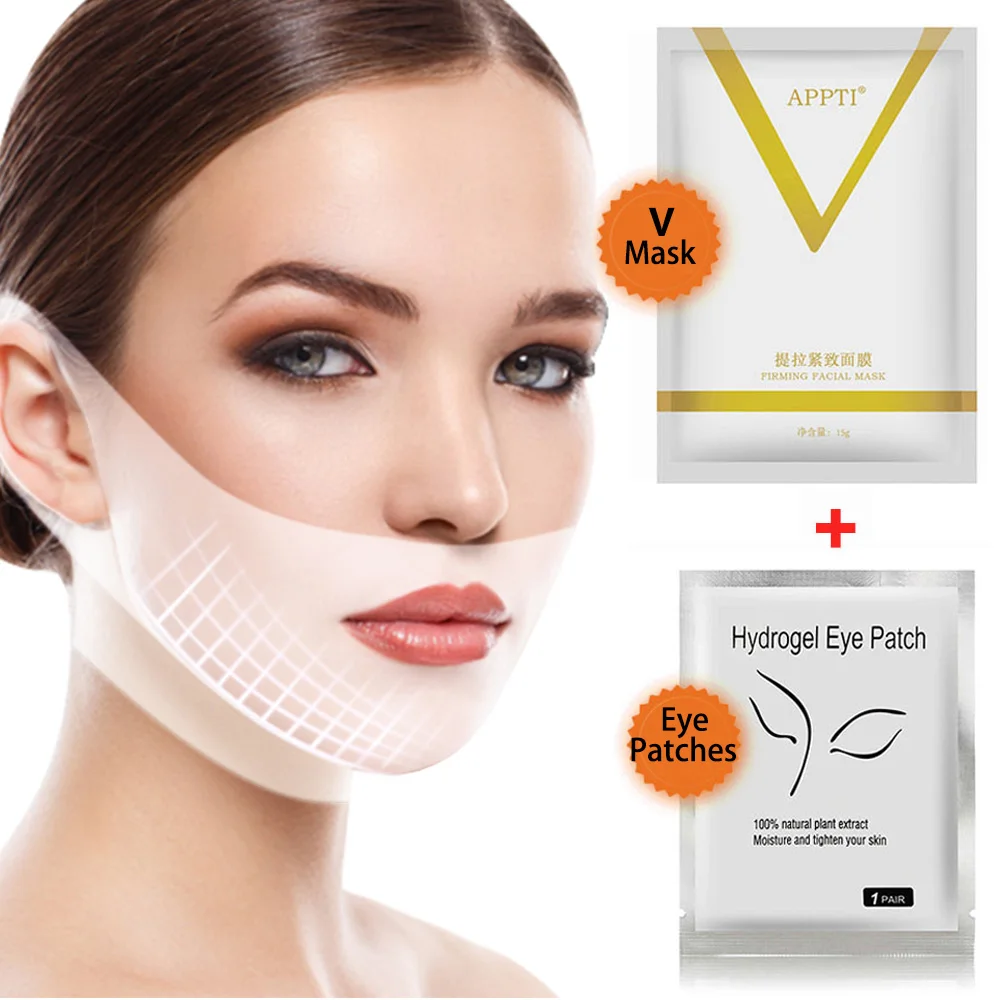 V Line Facial Lifting มาสก์ Eye Patches Double Chin ริ้วรอย Remover