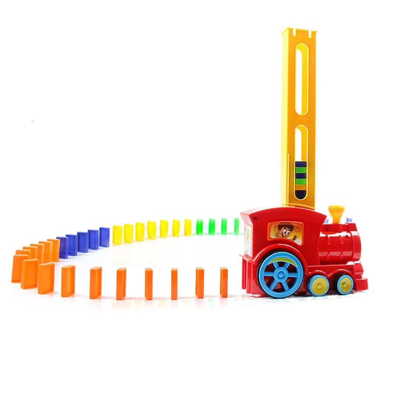 Домино набор игрушек-поезд ралли Электрический поезд модель с 60 шт. Красочные игры домино строительные блоки автомобиль грузовик автомобиль укладки