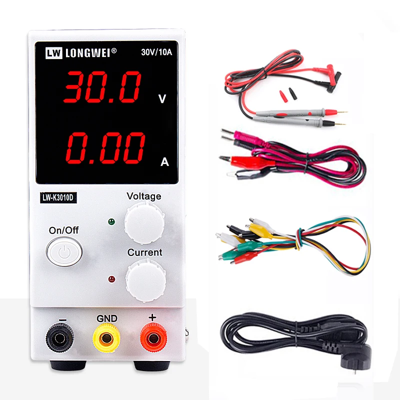 

Longwei DC Digital Switching Power Supply 30V 10A Voltage Regulators Lab Adjustable LW-K3010D AC 110/220V in 1 Power Source