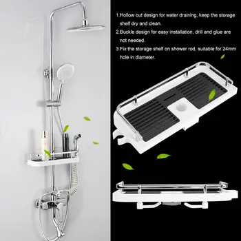 

ABS Chrome Plating Rectangle Bathroom Shelves Organizer Shower Rod Storage Rack Holder Shampoo Tray Bathroom Single Tier Shelf