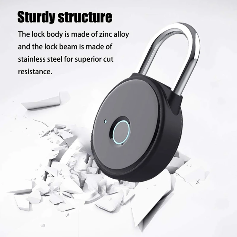 

ABKK-Fingerprint Padlock, Smart Padlock App No Registration Needed, Ip65 Weatherproof, Bluetooth Lock with Keyless Biometric Sui