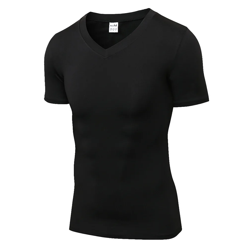 Быстросохнущая Мужская футболка для бега спортивные топы Футболка спортивная Фитнес-одежда Рашгард теннис баскетбол Джерси Спортивная одежда для тренировок - Цвет: Черный