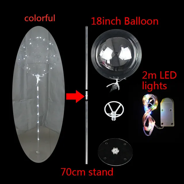 1 Set LED Light Balloon Column Support Display Stand Table Floating Birthday Wedding Party Decor Balloons Holder Stick Accessory colorful led set
