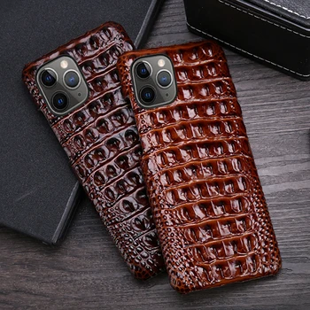 

Genuine Leather Phone Case For iPhone 11 Pro Case Crocodile Back Texture For Apple X XS Max XR 6 6S 7 8 Plus 9 Cover Funda Capa