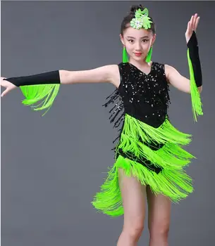 

Children's Day Latin Dance Dress Kids Cha Cha Rumba Samba Ballrom Dancing Costume Modern Fringed Tango Competition Dress