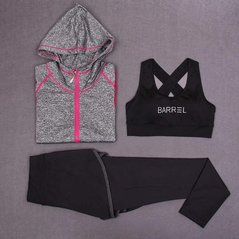 Profession Yoga Clothes Suit Women's Running Sports Clothing Fitness Long Sleeve Three-piece Set-Slimming Quick-Drying Trousers