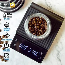 Balance de cuisine 3KG/ 0.1g, minuterie de café numérique à affichage LCD, verser sur équilibre expresso goutte à goutte de précision, lait en poudre, cuisson