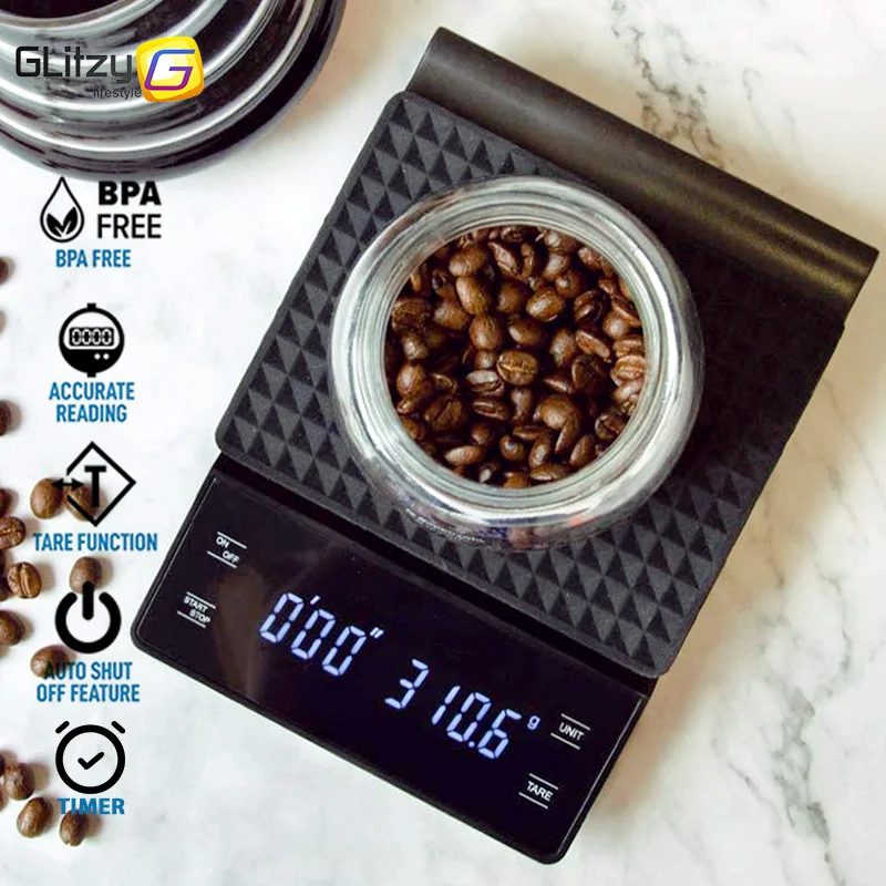 KitchenTour White Espresso Scale and Coffee Scale with Timer -Precision  Pour-Over, Drip, Espresso Scale with LCD Display (Batteries Included)