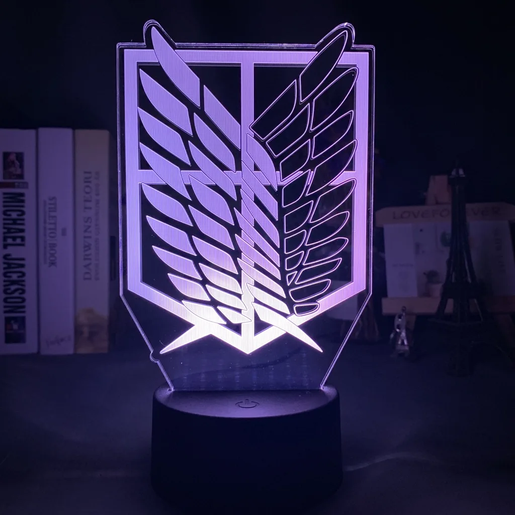 

3d Illusion Led Night Light Wings of Liberty 7 Colors Changing Nightlight for Kids Room Decor Table Lamp Attack on Titan Gift