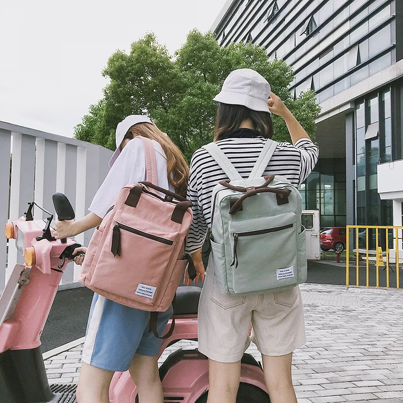 

Korean Style Canvas Backpack For Women Simple Fashion Youth Travel Backpack Leisure School Bag Tote For Teen Girl Shoulder Bag