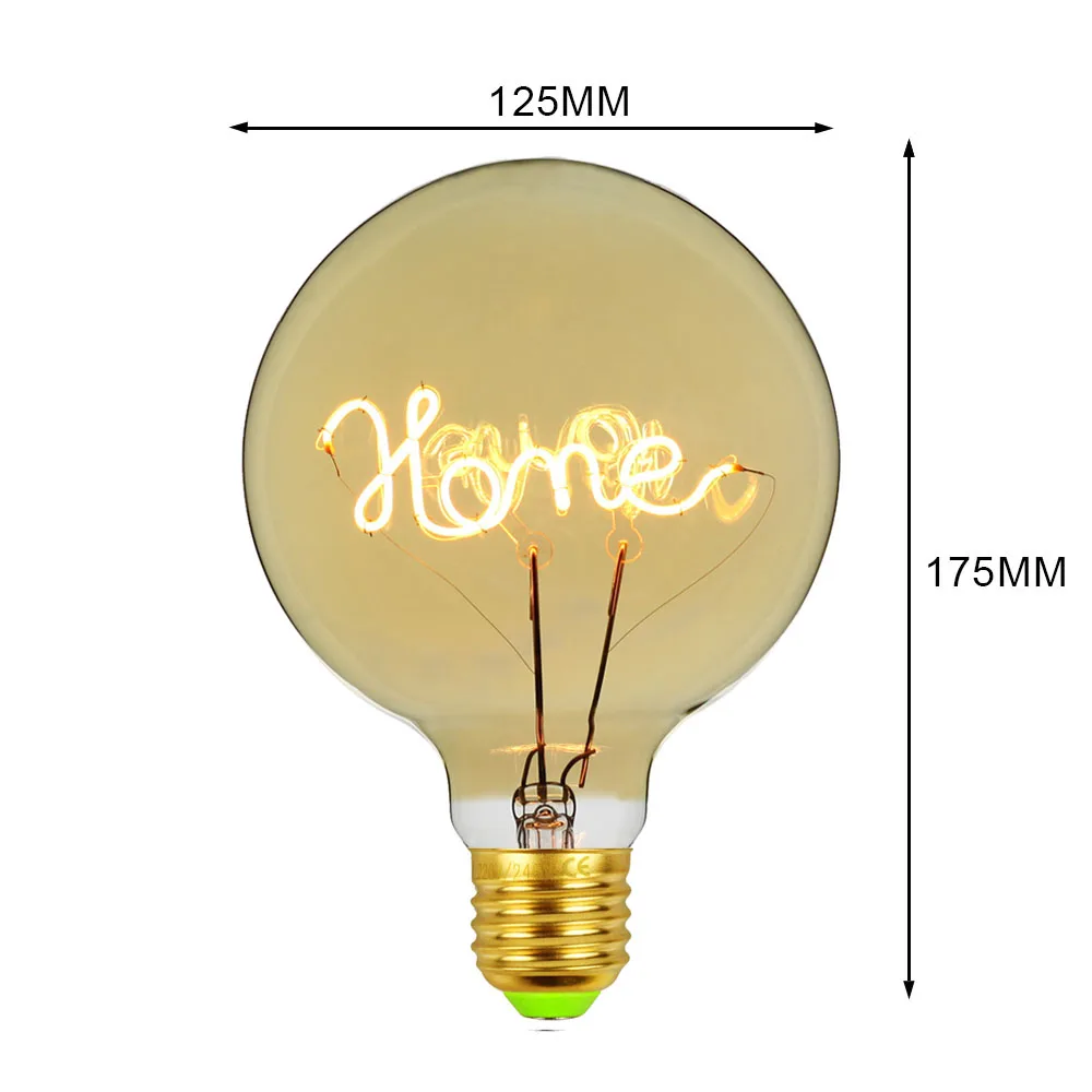 Марочные шарики edison домашняя декоративная светодиодная лампа накаливания 4 Вт с регулируемой яркостью G125Love Home Yes Note Copid's Arrow настольная лампа - Испускаемый цвет: G125Home