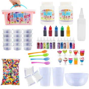 

New DIY Crystal Mud Kit Slime Colored Foam Beads Charms Glue Accessories For Anti-stress Plasticine Decompression toys Slime Kit
