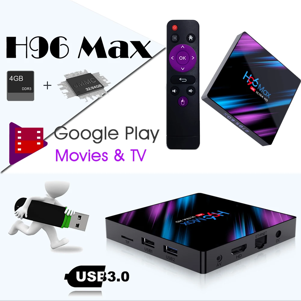 

Top-Box Media-Player h96MAX 4core Youtube 128GB-ROM Dual-Wifi Android 9.0 RK3318 4K Wifi-Media-Box Smart-Tv-Box Google-Player