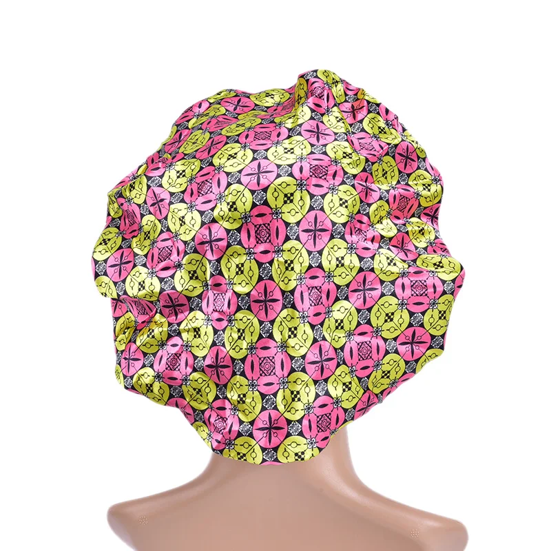 Женская шелковая атласная ночная шапочка для сна, широкая эластичная шапочка для сна, модная шапочка для волос, головной убор