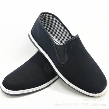 

XM37 fleece tire base traditional old Beijing middle-aged casual shoes non-slip men's cloth shoes rubber sole black