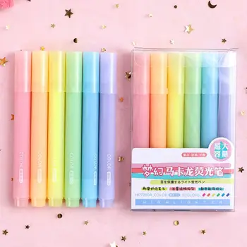 

6pcs/set Morandi Highlighter Pen Pastel Fluorescent Marker Pens Art Drawing School Office Supplies C26