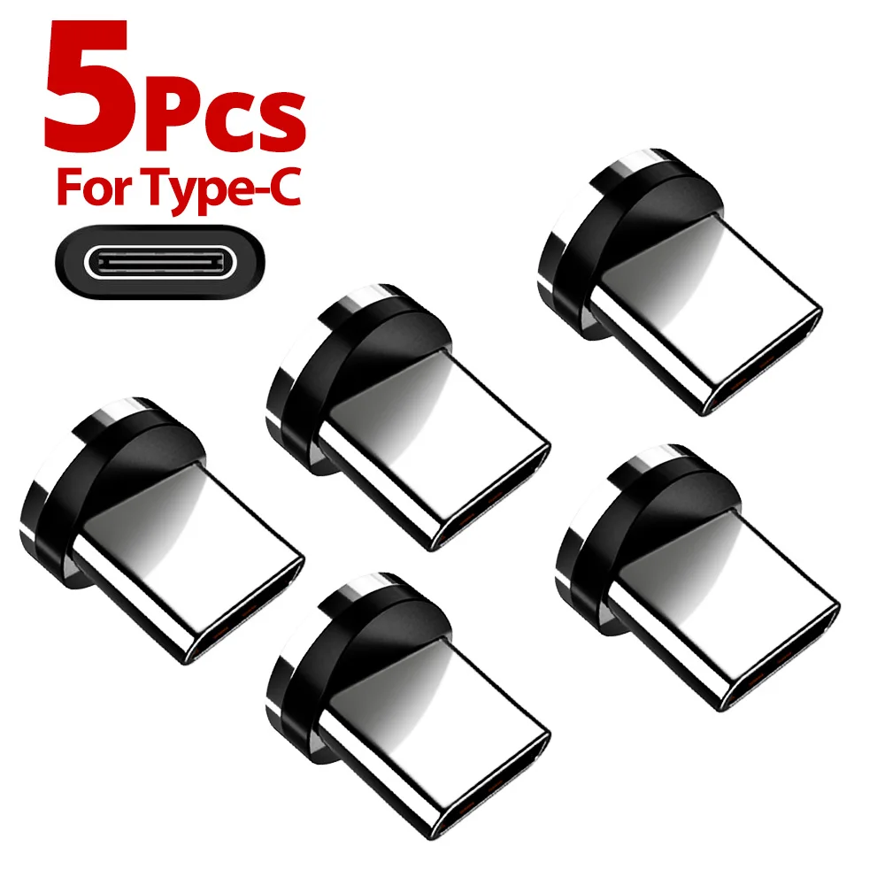 Magnetic Charging Adapter Cable Kit 5pcs Magnetic Tips Charging Cable Adapter Replacement Parts Mobile Phone Easy Operate Durable 360 Degree Rotation Converter