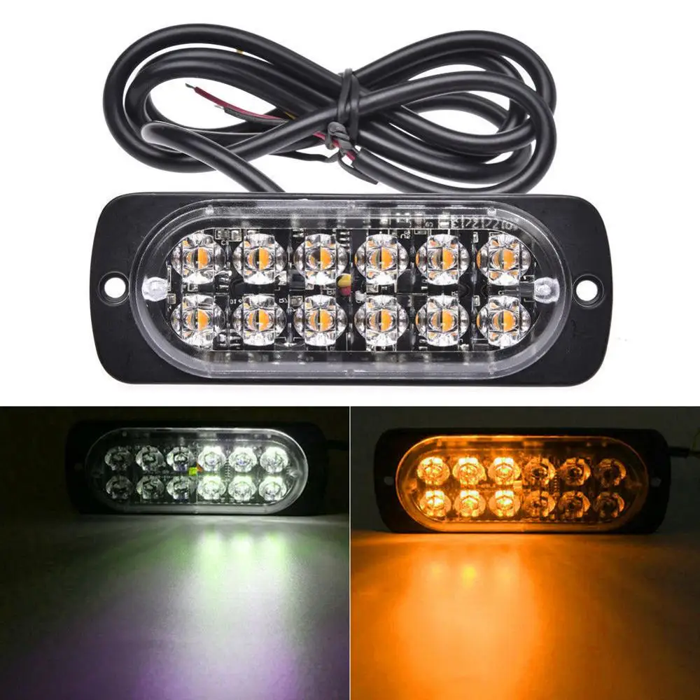 

10X Emergency 12 LED Amber White Strobe Light Tow Truck Flashing 12V-24V Strobe Light Tow For Car Tools Dropshipping Fast delive