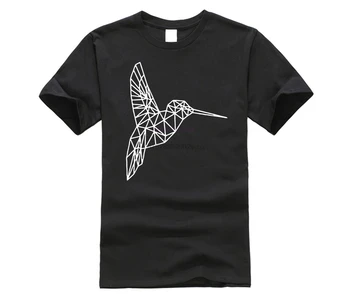 

Hummingbird Geometric Art Originality Tshirt Harajuku Animal Bird Line Printed T-shirt 2020 Summer Top Pure Cotton Tees shirts