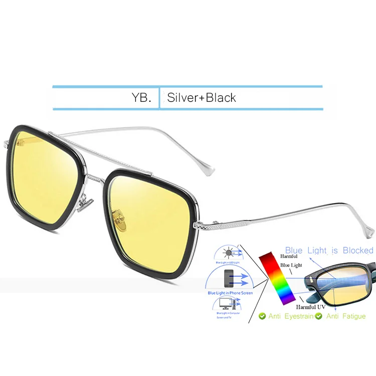IVSTA Tony Stark, компьютерные очки, оправа для мужчин, анти-синий светильник, блокирующие лучи, игровые очки в стиле стимпанк, Железный человек, 3, панк, по рецепту - Цвет оправы: YB.