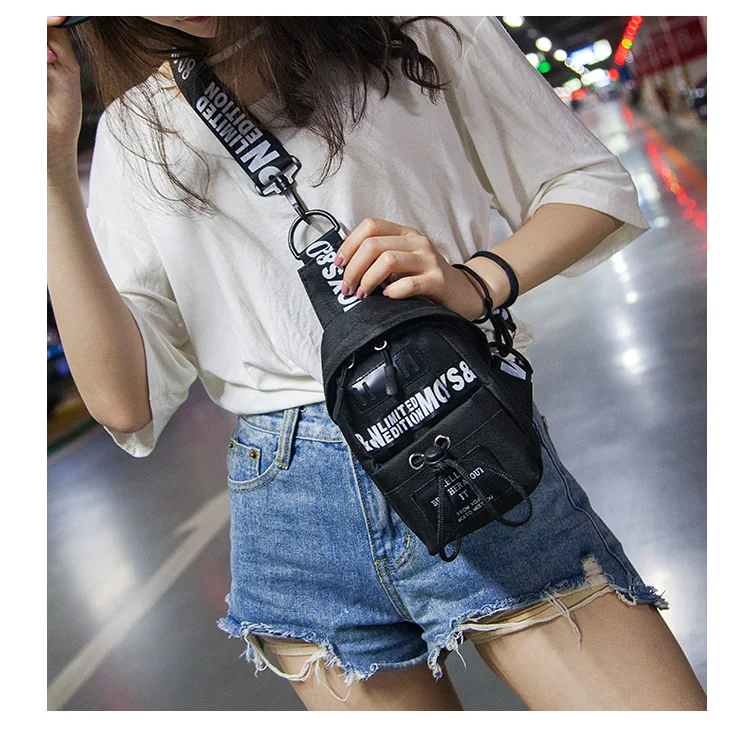 Hot sale sports summer new Harajuku shoulder messenger bag female small bag fashion Oxford mobile phone bag chest bag