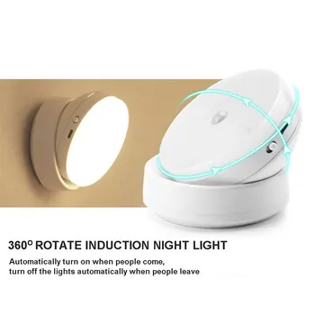 

LED Night Light 360 Degree Rotating PIR Motion Sensor Lamp 6 LEDs lighting for Wardrobe Cupboard Closet Kitchen night light