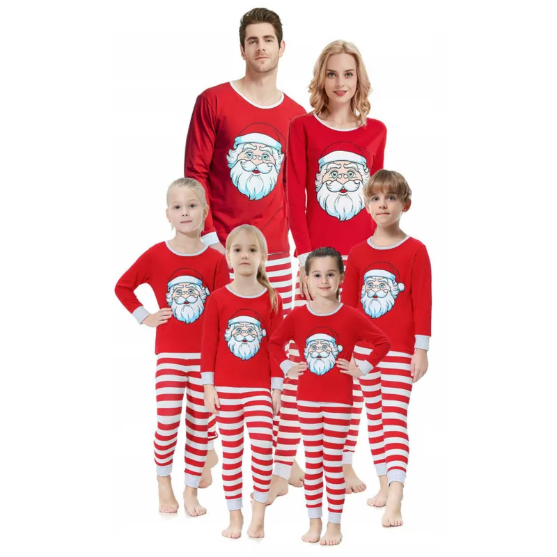 

Family Christmas Pajamas Clothes Set Dad Mom and Kid Red Print Long Sleeve Sweatershirt+Pants Family Matching Pajamas Clothes
