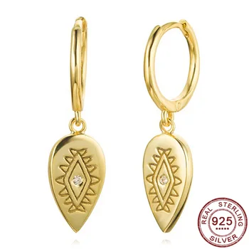 

Retro 925 Sterling Silver Water Drop Earrings Women Demon Eye Earrings Fashionable Creative Ear Buckle Hoop Jewelry Female Gifts