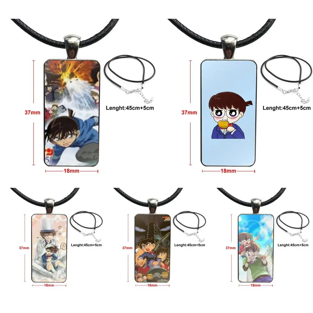 Jewelry With Steel Plated Glass Cabochon Choker Long Pendant Rectangle Necklace For Unisex Gift Japanese Anime Detective Conan | Украшения