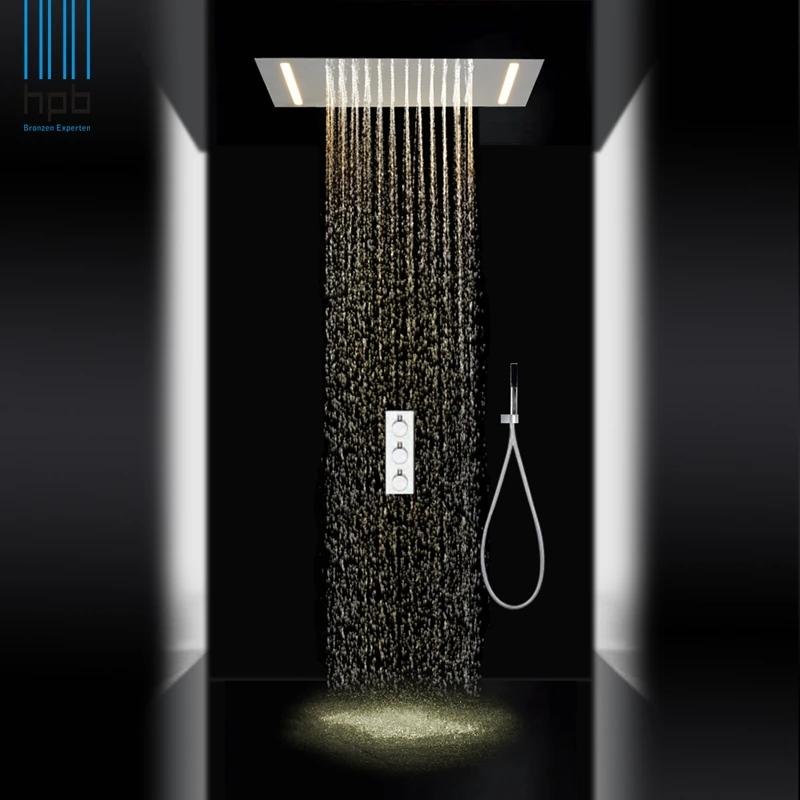 

HPB Luxury Large Shower Heads LED Rainfall Spa Bathroom Shower Faucet Sets with Handshower 008P-50X36E-F