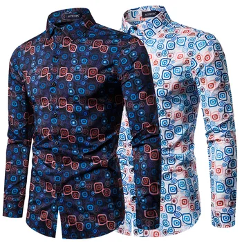 

Mens Dress Shirts Spring New Foreign European Size Long Sleeve Shirt Men's Digital Print Shirt Streetwear