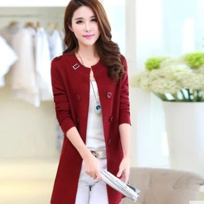 wine red Новая мода весна осень женский свитер кардиганы Повседневный теплый длинный дизайн женское вязаное пальто кардиган свитер леди CA6877 - Цвет: wine red
