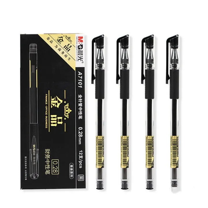 

M&G 12pcs/lot 0.28mm Ultra Fine Finance Gel Pen black ink refill gelpen for school office supplies stationary pens stationery