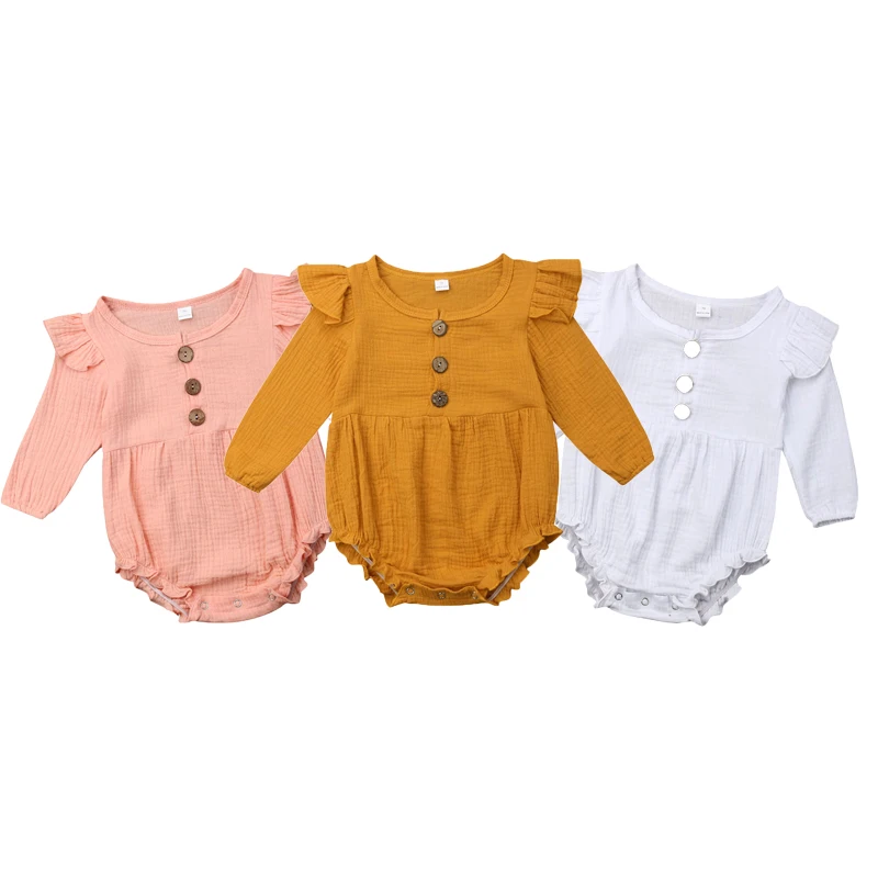 

Baby Romper Cotton Soft Newborn Infant Toddler Long Sleeve Plain Jumper Tops Spring Autumn Casual Costume 0-24Months