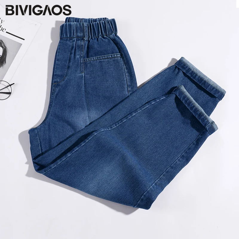 BIVIGAOS Новые прямые джинсы с высокой талией и карманами для женщин свободные джинсы штаны для отдыха Джинсы бойфренда для женщин джинсы женские бойфренды