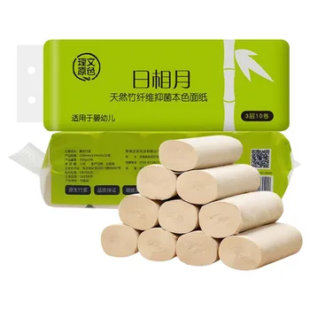 

10pcs Toilet Paper Tissue Replacement Roll Paper 3 Layer Thickened Toilet Table Kitchen Paper Skin-friendly Toilet Paper Roll