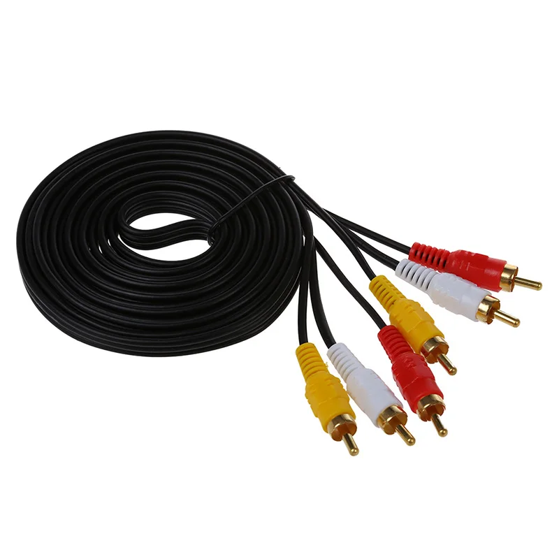 10ft Triple 3 Male RCA Composite Audio Video DVD TV Cable Cord Black