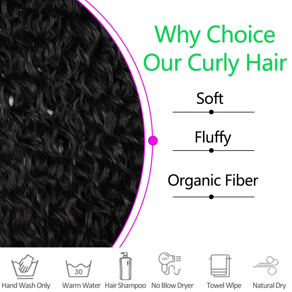 Kinky Curly Bundles With Closure Synthetic Organic Fake Hair Extensions Anjo Plus Deep Wave 32Inch Super Long Weave Afro Curls