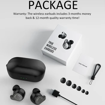 

True Wireless Earbuds with Charging Case Titanium Black Bluetooth Earbuds with Long Battery Life