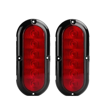 

2PCS Trailer Truck Boat Bus Red LED 6 Inch Oval Stop Turn Tail Brake Light Marker Lights Sealed Surface Mount 12V Waterproof IP6