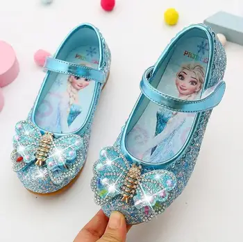 

Disney Frozen Girls Flat Heel Elsa Princess Sandals Children Shoes Glitter Leather Girls Kids Shoes For Party Dress Sneakers