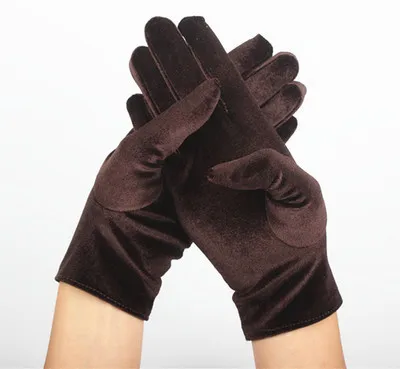 Women driving gloves gold velvet leopard gloves women sexy etiquette mittens autumn winter warm elastic cycling mittens D14 - Color: H61 Coffee
