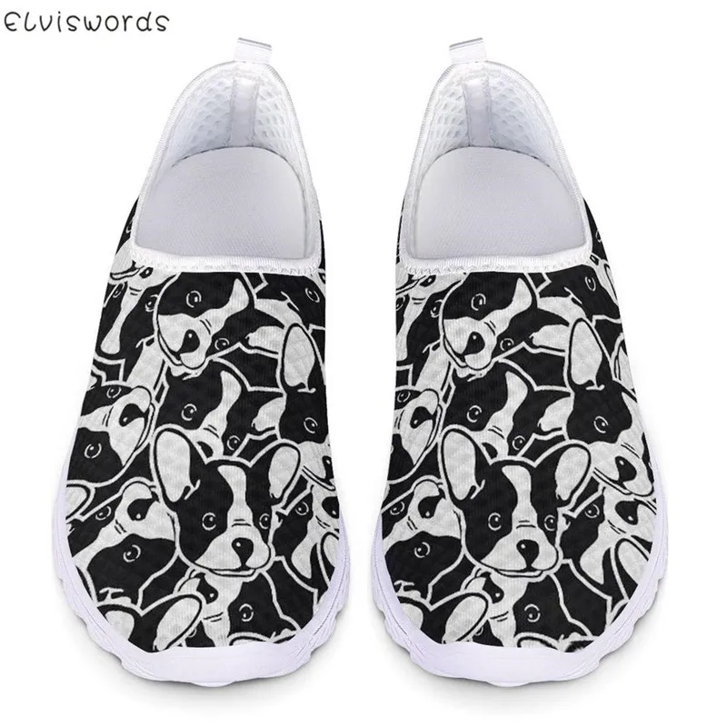 

ELVISWORDS Funny Bulldog Print Women Flats Sneakers Fashion Female Slip-on Travel Walking Footwear Summer Water Zapatos Loafers
