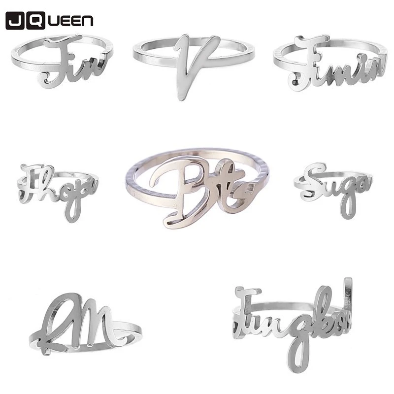 New Arrivals Punk Style Boys Rings Suga V Jungkook Name Stainless Steel Ring Jewelry Accessories Rings For Men Women Rings Aliexpress