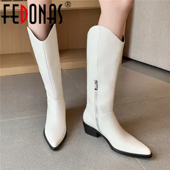 

FEDONAS INS Hot Tight High Boots Fashion Wedding Dancing Shoes Woman Heels Winter Newest Side Zipper High Heels Knee High Boots