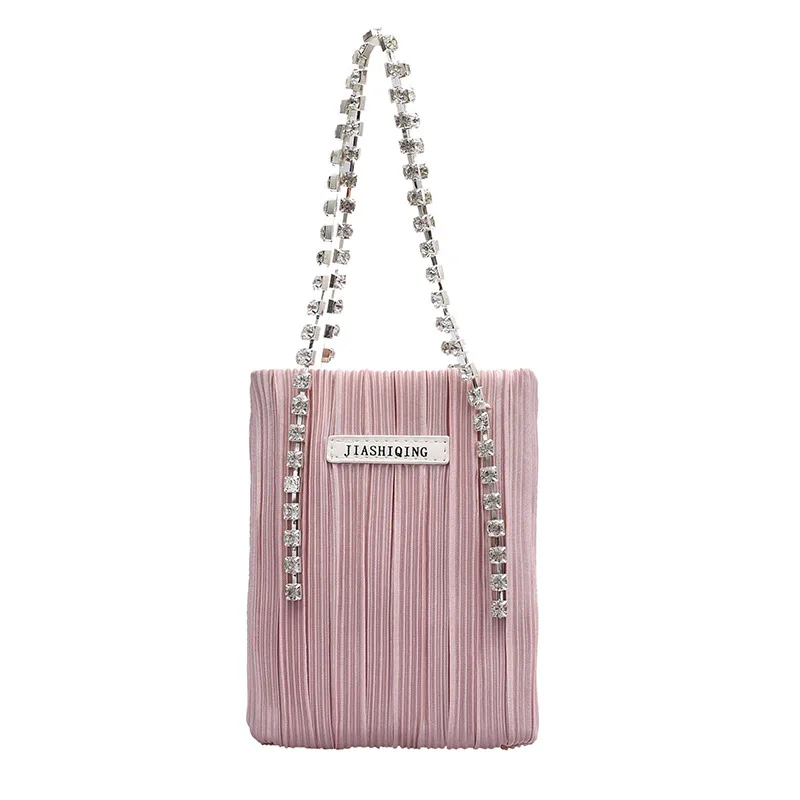 

Woman's Handbags PU Leather Pleated Shoulder Bags For Women 2020 Fashion Hotsale Korean Version Diamond Small Saddle Bag