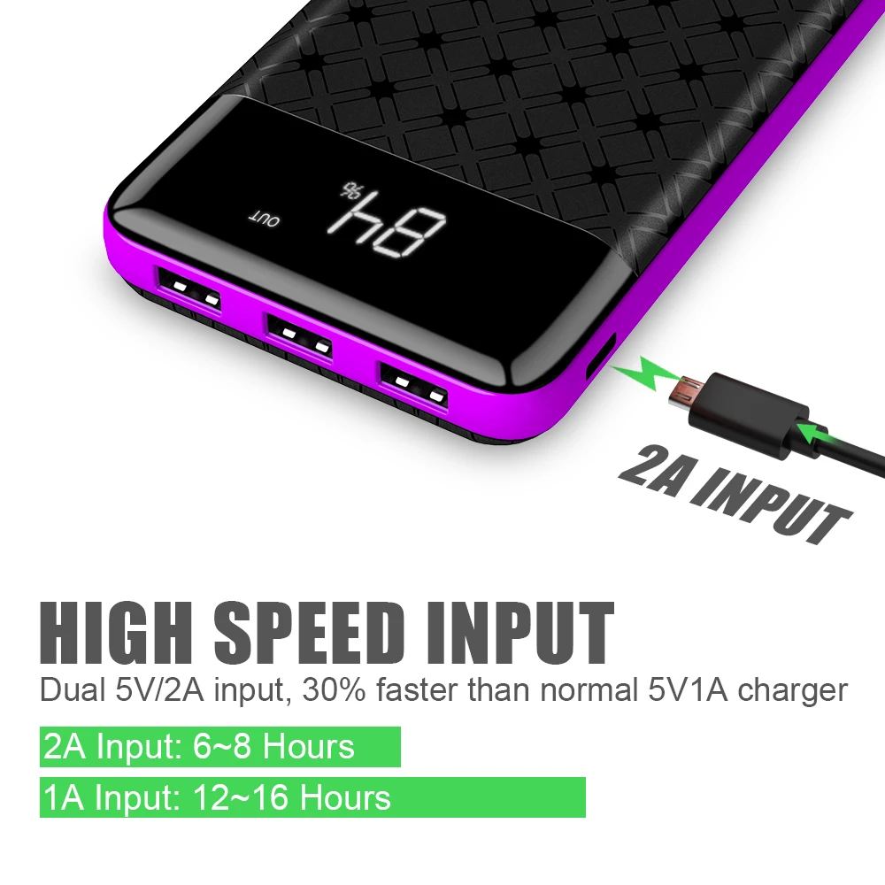  X-DRAGON banco de potencia 25000mAh Powerbank USB 3 Paquete de batería externa para iPhone 6 6s 7 8
